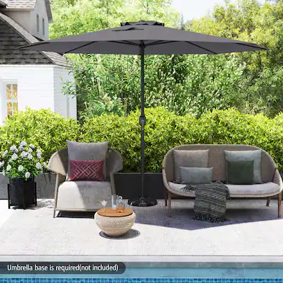 12FT Outdoor Patio Umbrella, 8-Rib Market Umbrella with Crank Handle & Vented Canopy, Sun-Protective Waterproof for Deck, Poolside, Garden Gray 12FT Outdoor Patio Umbrella, 8-Rib Market Umbrella with Crank Handle & Vented Canopy, Sun-Protective Waterproof for Deck, Poolside, Garden Gray