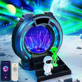 ACJPR - Sci-Fi Gateway Galaxy Projector – Plasma Ball, Alarm Clock, Bluetooth, White Noise