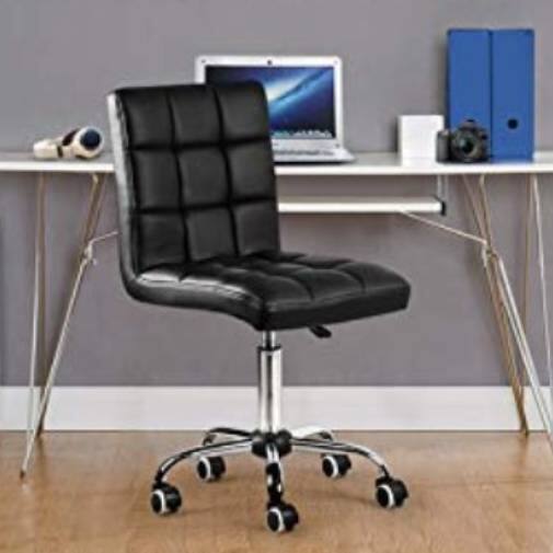 Back. Hivvago - Modern Mid-Back Black Faux Leather Office Chair with Removable Arms - Black.