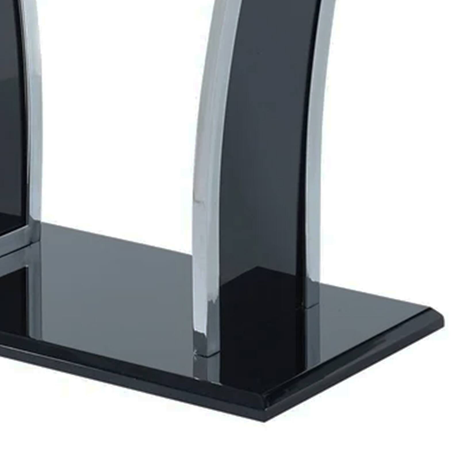 Alt View 3. Manhattan Lane - Sofa Table with Chrome Trimmed Curved Sides and Open Bottom Shelf - Black.