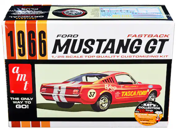 1966
FORD MUSTANG GT
1/25 SCALE TOP QUALITY CUSTOMIZING KIT
FASTBACK
a m t
THE ONLY WAY TO GO!
TASCA FORD
BILL LAWTON
37
The KAT'S COLLECTION
Classic Vintage Kits Reimagined!
RETRO DELUXE FEATURES:
- NEW! Fastback Body, Hood, Cowl, Rear Pan
- 5-Spoke Custom Chrome Mag Wheels INCLUDED
- PAD-PRINTED Trim Sheet
B/SP
TASCA FORD
