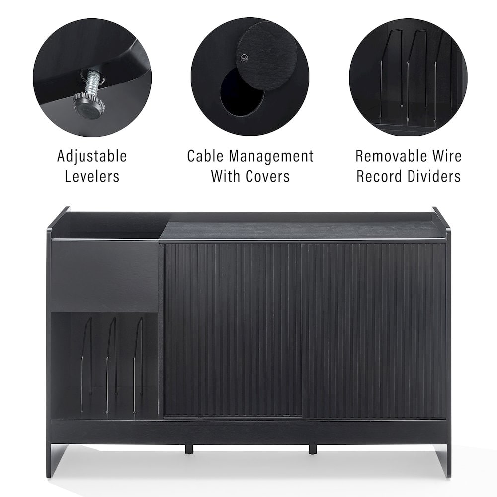 Crosley Furniture - Arden Record Player Cabinet With Vinyl Storage - Black