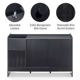 Crosley Furniture - Arden Record Player Cabinet With Vinyl Storage - Black