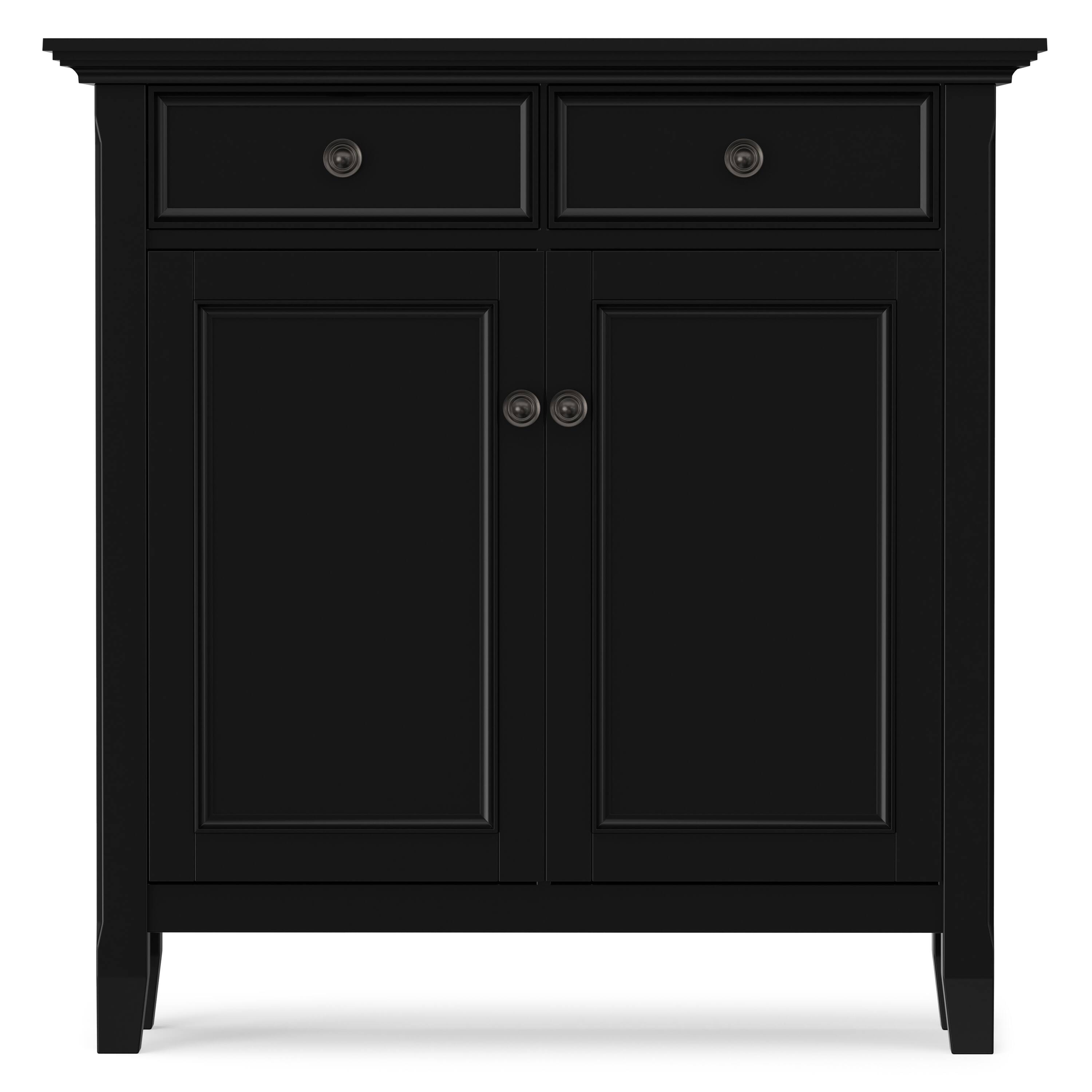 Back. Simpli Home - Simpli Home Amherst 36 inch Wide Solid Wood Transitional Storage Cabinet - Black.