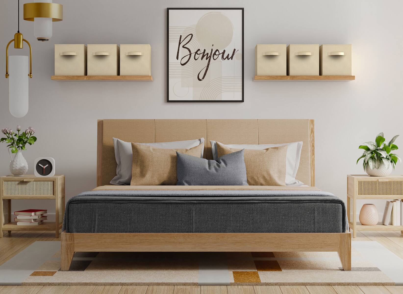 Alt View 1. Sorbus - Sorbus Fabric Storage Cubes, 6 Foldable Storage Bins for Organizing Pantry, Cubbies, Toy Box, Clothes Storage - Beige.