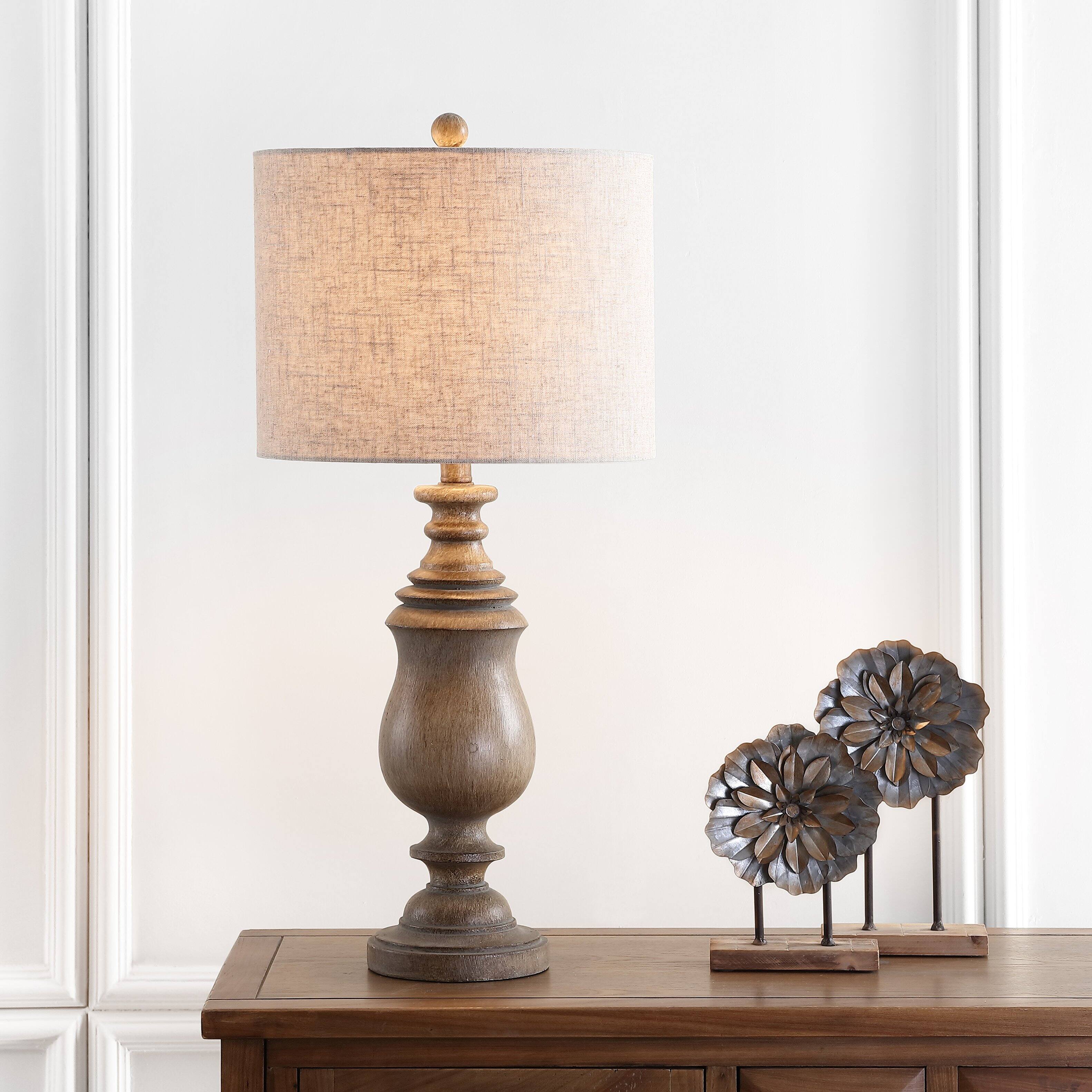 Alt View 1. Jonathan Y - Abeline 28.5" Resin LED Table Lamp, Brown Faux Wood - Brown.