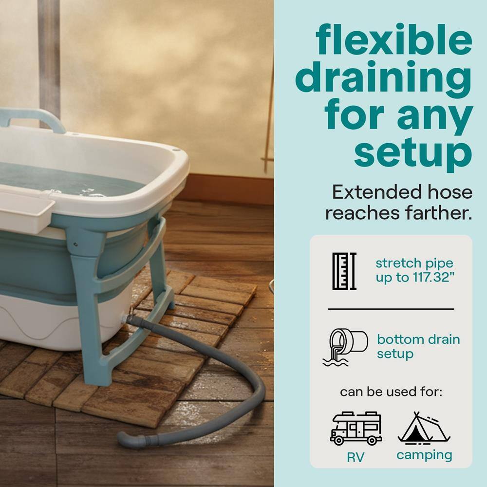flexible draining for any setup  
Extended hose reaches farther.  
stretch pipe up to 117.32"  
bottom drain setup  
can be used for:  
RV  
camping
