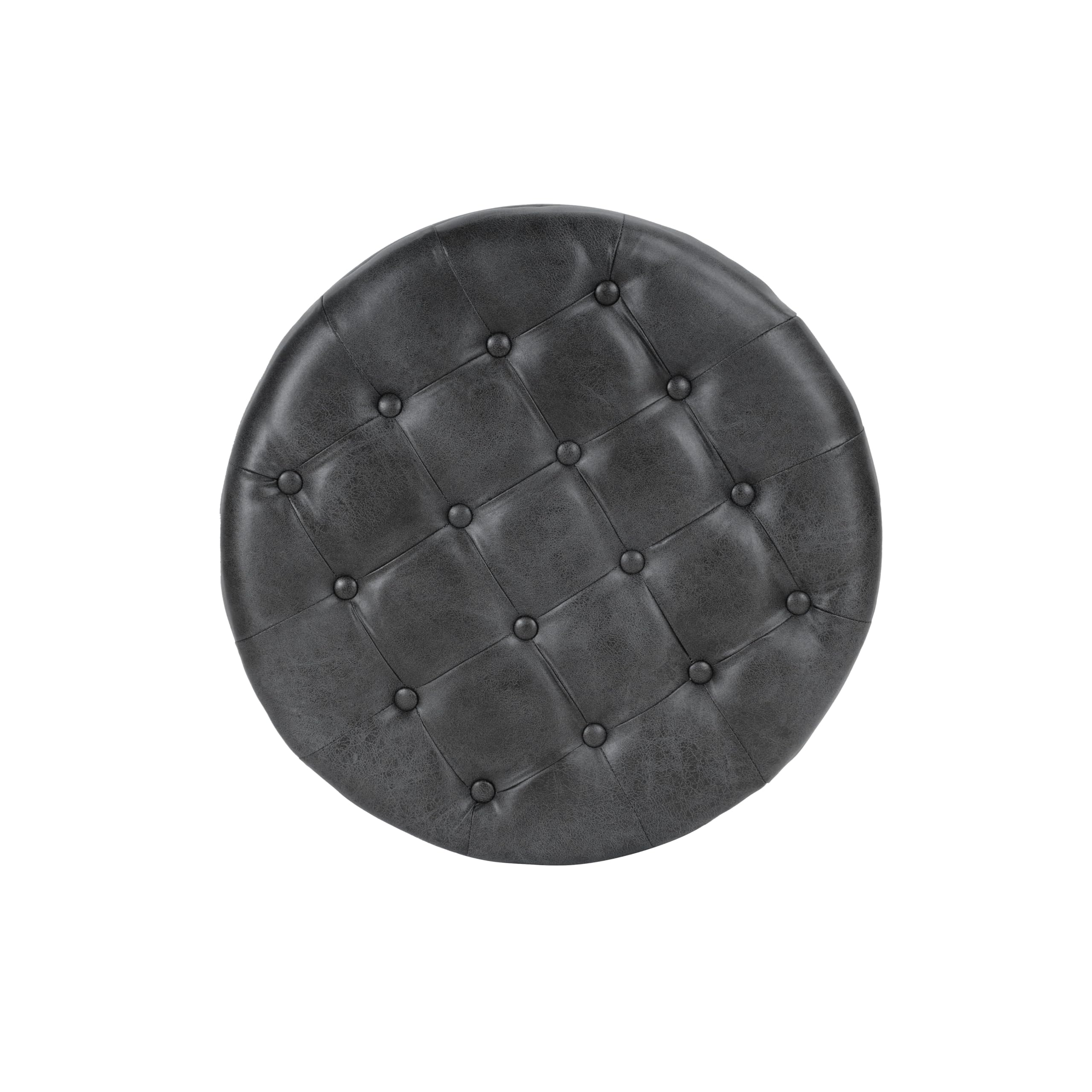 Alt View 3. JETRANSPORT - Home Decor |button Tufted Faux Leather Round Storage Ottoman Living Room Bedroom (gray) OTTOMAN - Tan and Cream Tweed.