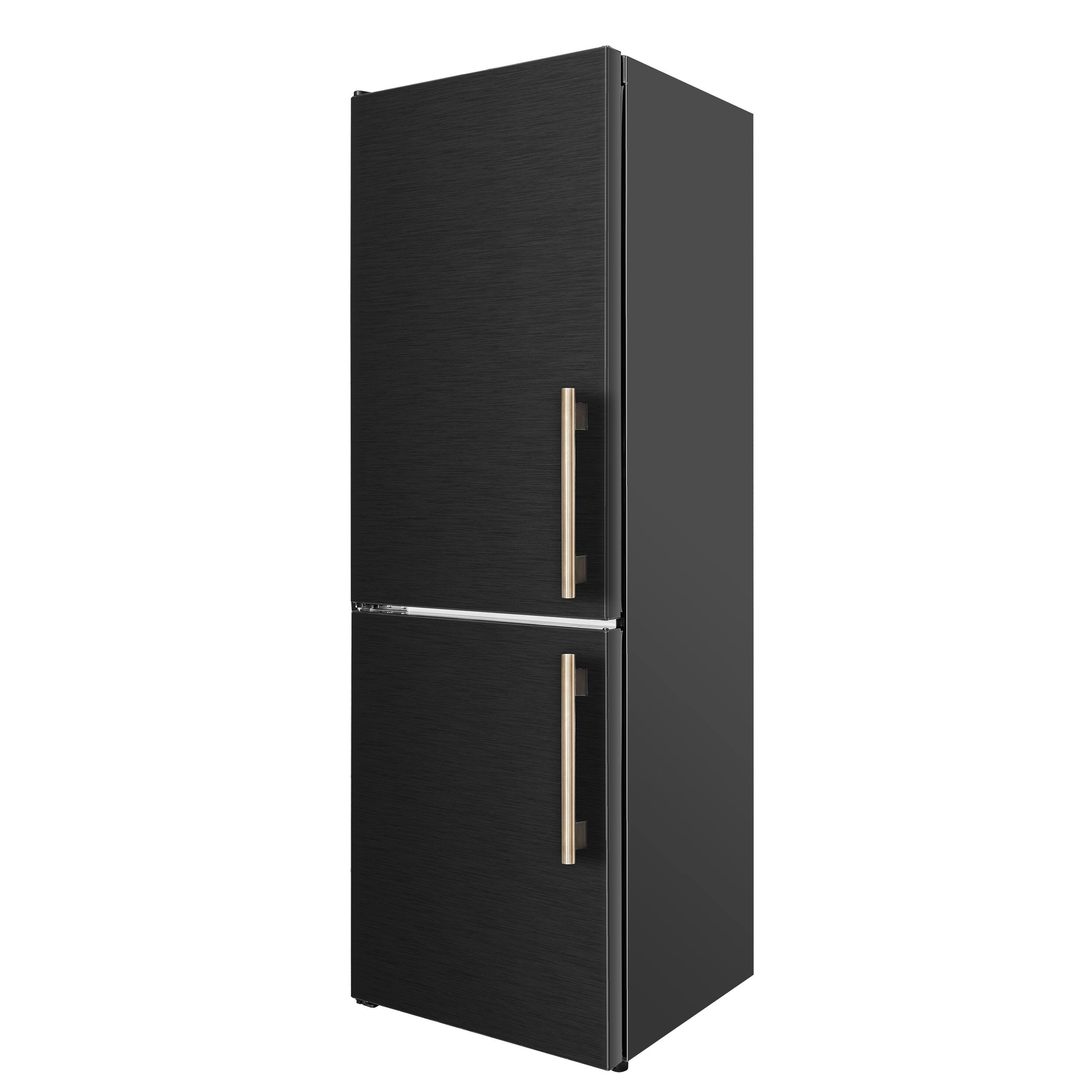 Angle. Forno Appliances - Custodia 10.3 Cu. Ft. 24" Counter-Depth Bottom Freezer Refrigerator with Left-Hinge Door and Total No Frost - Black - Black.