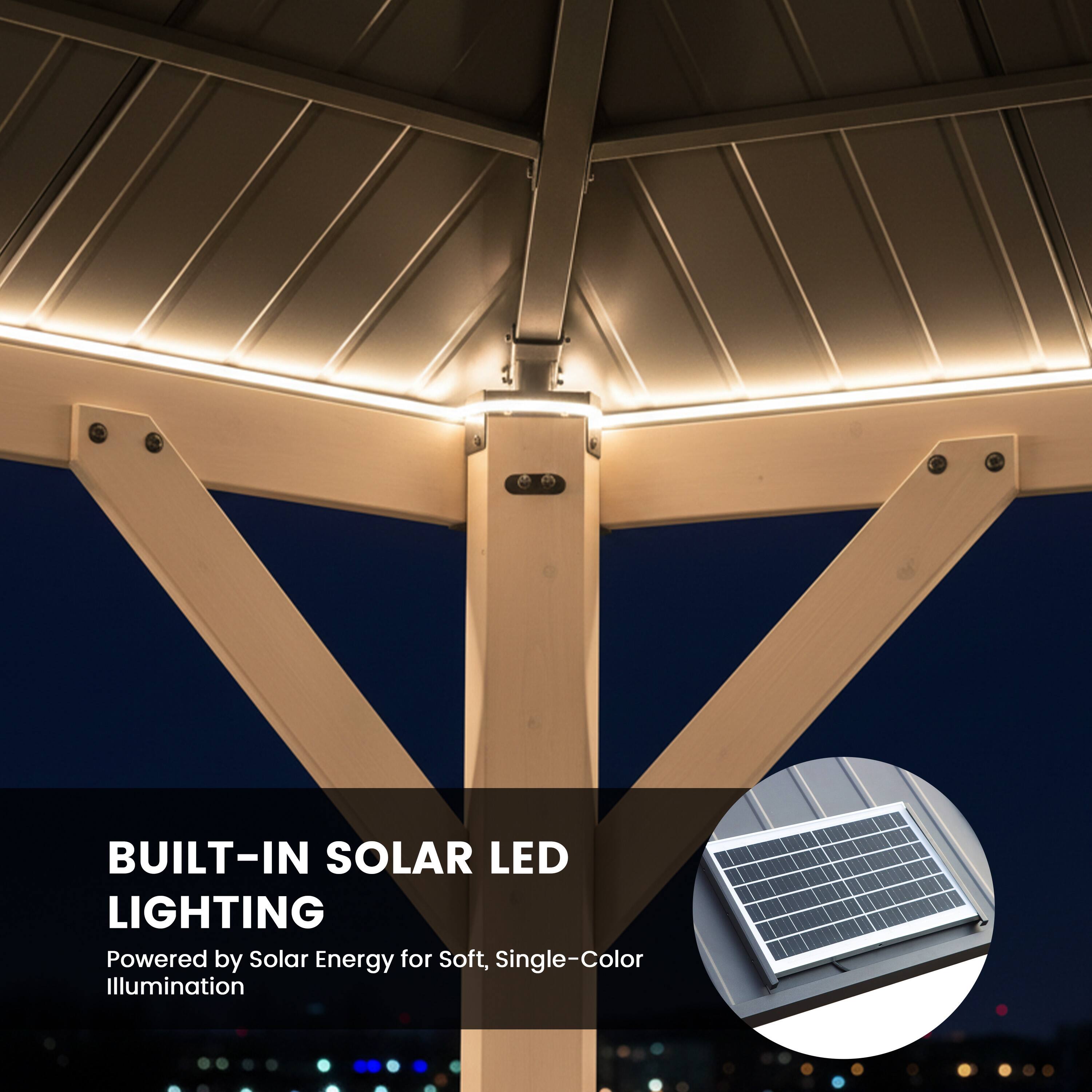 BUILT-IN SOLAR LED LIGHTING  
Powered by Solar Energy for Soft, Single-Color Illumination