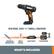 WX108L 20V 1/2" DRILL DRIVER
- DOUBLE ENDED BIT
- BELT HOOK
- BATTERY
- CHARGER
WHAT'S INCLUDED