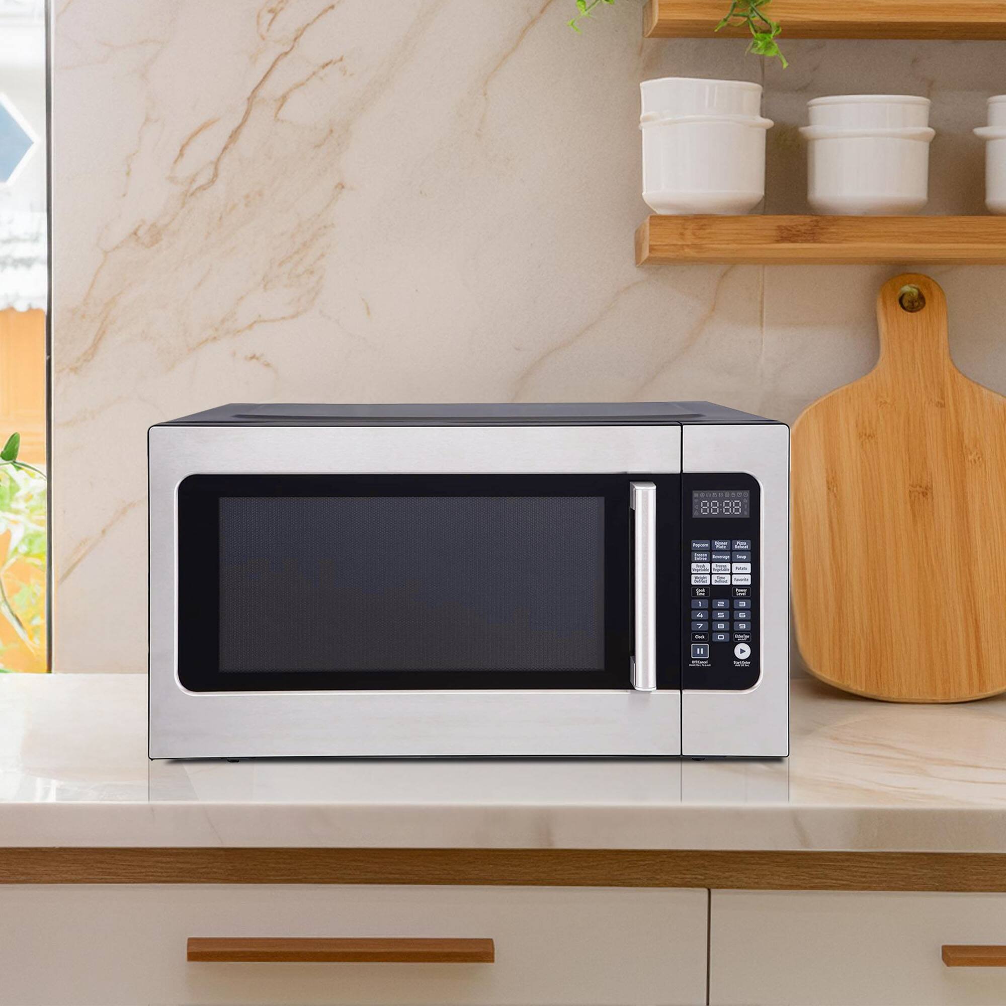 Alt View 6. Magic Chef - Magic Chef MC2211MS 2.2-Cu. Ft. 1,200-Watt Countertop Microwave with Sensor Cook - Silver.