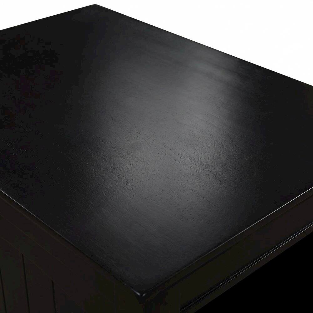 Alt View 2. FurniFact - Black end table with built-in charging station and spacious shelf - Black.