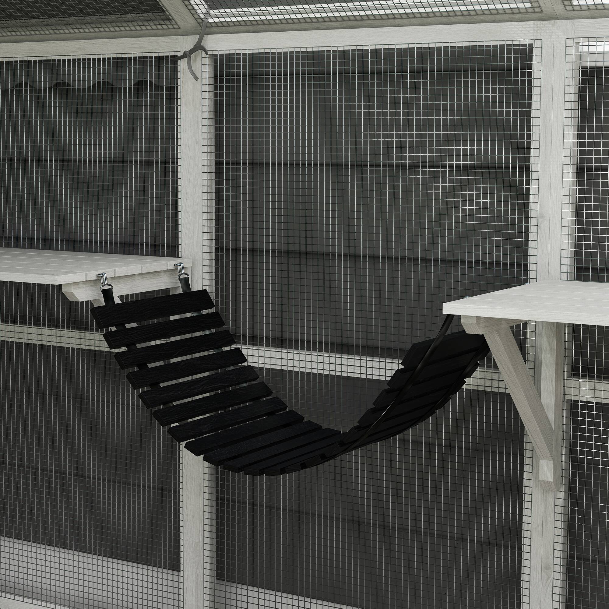 Alt View 5. Pawhut - Large Catio Outdoor Enclosure, for Multiple Kittens, Waterproof Cover, 2 Condos, 6 Platforms, 110"x73"x74".