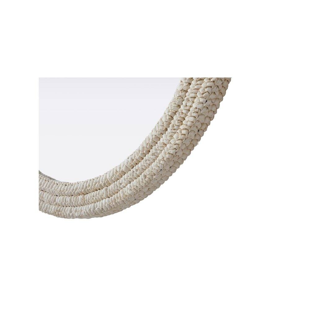 Left. Elegant Decor - Round Cornhusk Mirror 42x42 in Linen White - Linen White.