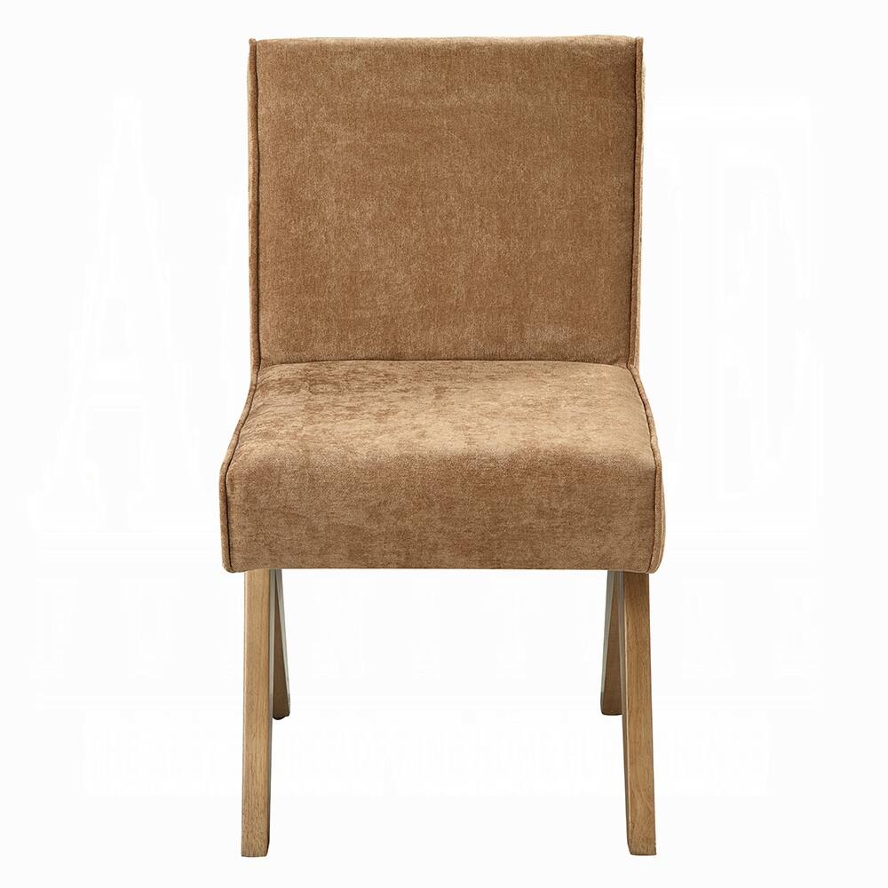 Alt View 1. Manhattan Lane - Sery Dining Side Chair Set of 2, Chocolate Brown Chenille, Wood Legs - Chocolate Brown, Oak Brown.