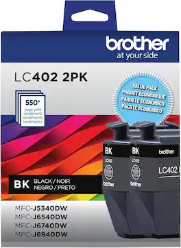 Brother - LC402BK Standard Yield Black Ink Cartridge 2PK