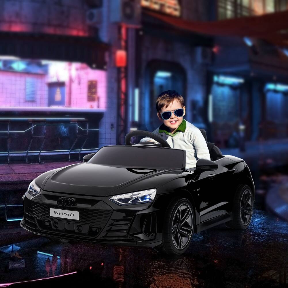 Angle. Ropilly - Ropilly 12V licensed Audi RS E-tron GT kids electric car with remote control, 3.1 MPH, Black.