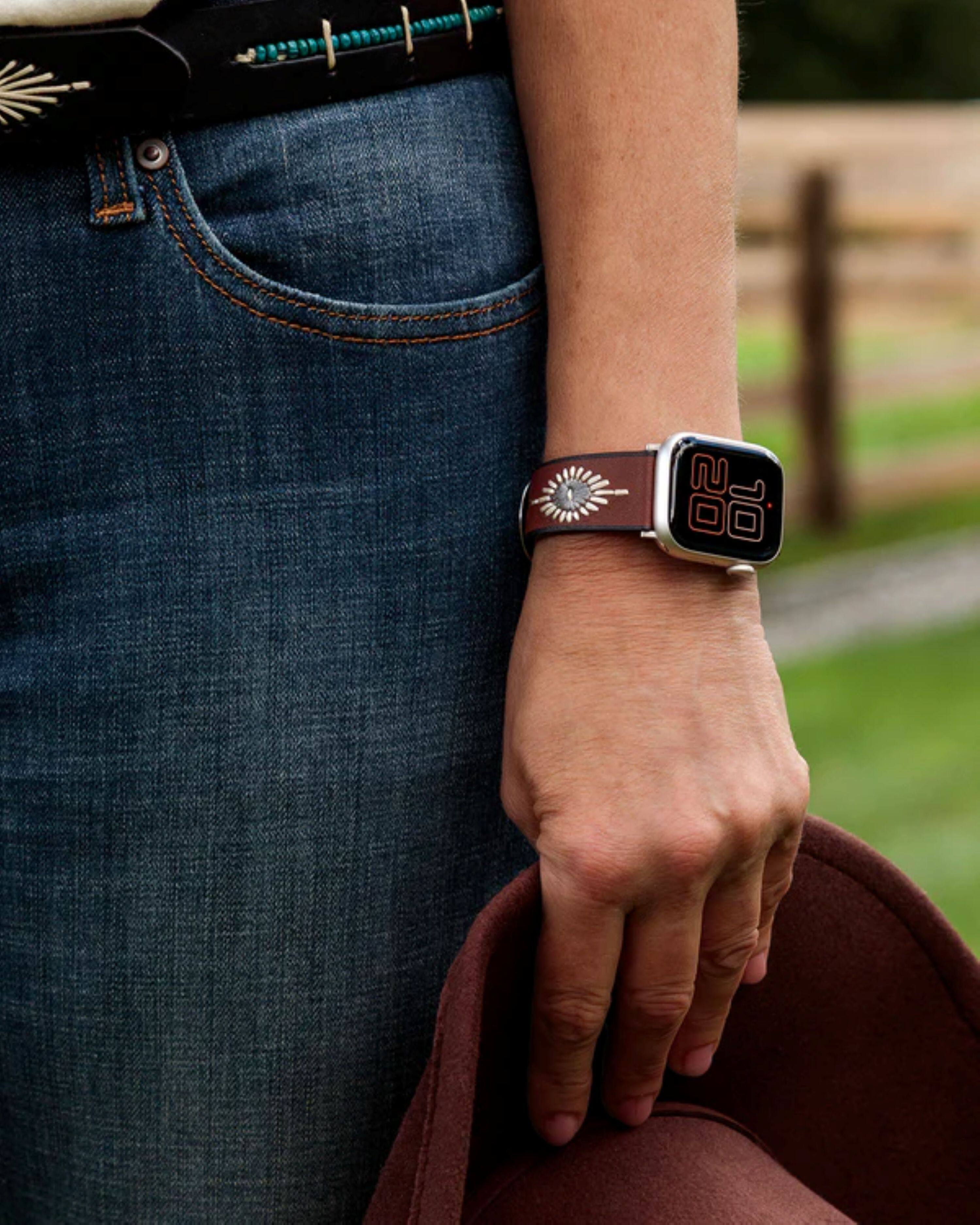 Alt View 9. Wrangler - Genuine Leather Strap with WCS Lug and Buckle – Compatible with 38/40/41mm and 40/44mm Apple Watch - Brown.
