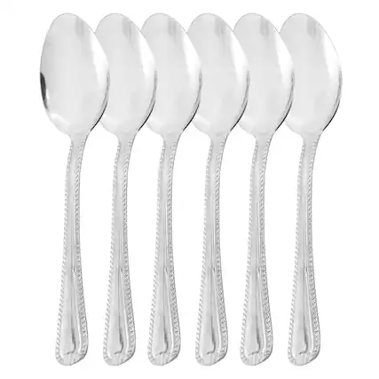 Front. Gibson - Gibson Home Tustin 6 Piece Stainless Steel Teaspoon Flatware Set in Silver - Silver.