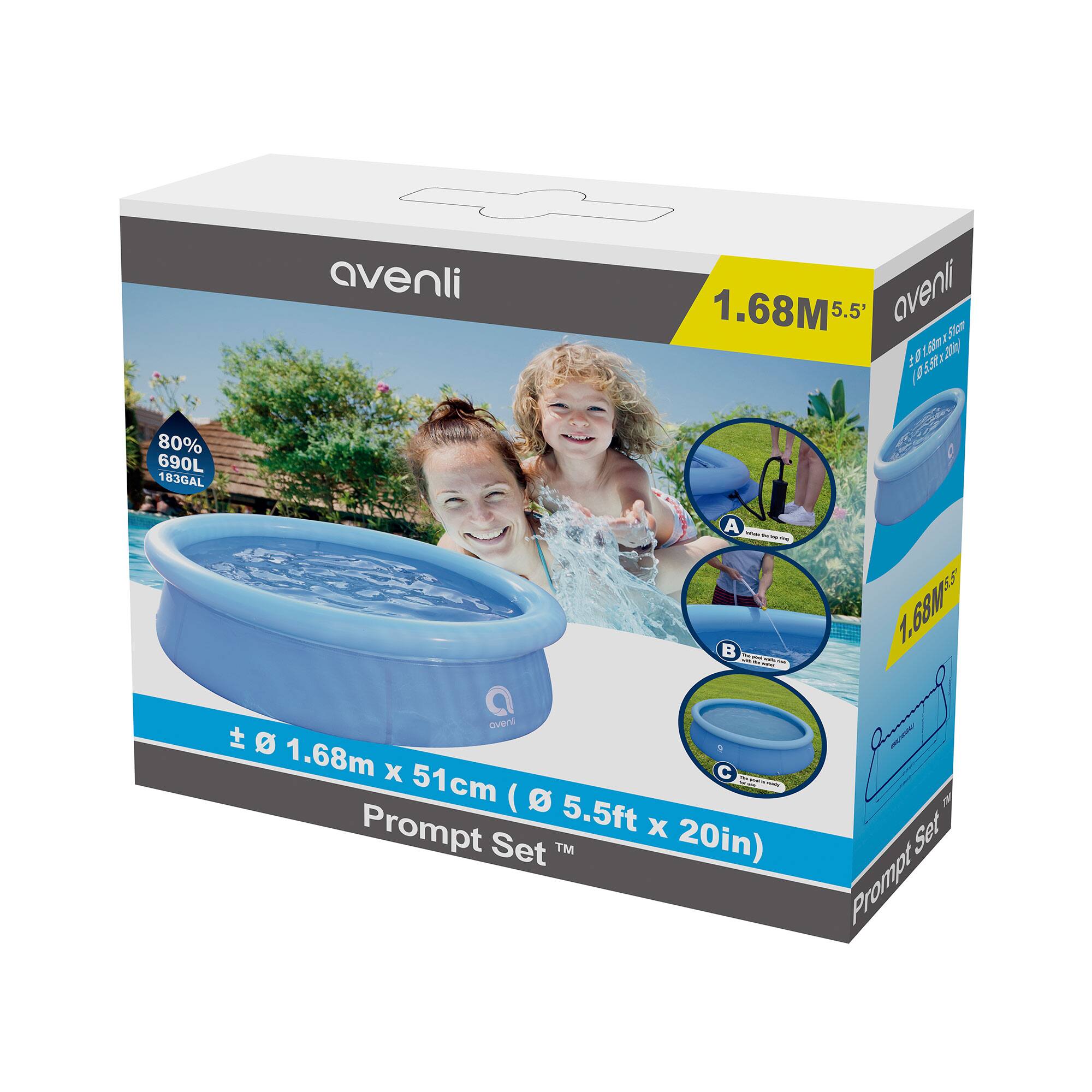 avenli  
1.68M 5.5'  
± 1.68m x 51cm (5.5ft x 20in)  
Prompt Set™  

80% 690L 163GAL  

Avenli  
1.68M 5.5'  
1.68m x 51cm (5.5ft x 20in)  
Prompt Set™