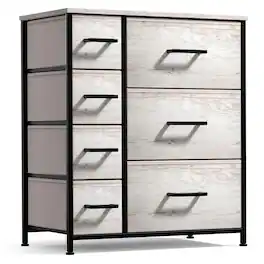Sorbus - Dresser with 7 Drawers - Storage Chest Organizer with Steel Frame, Wood Top, Handles, Fabric Bins - Rustic beige