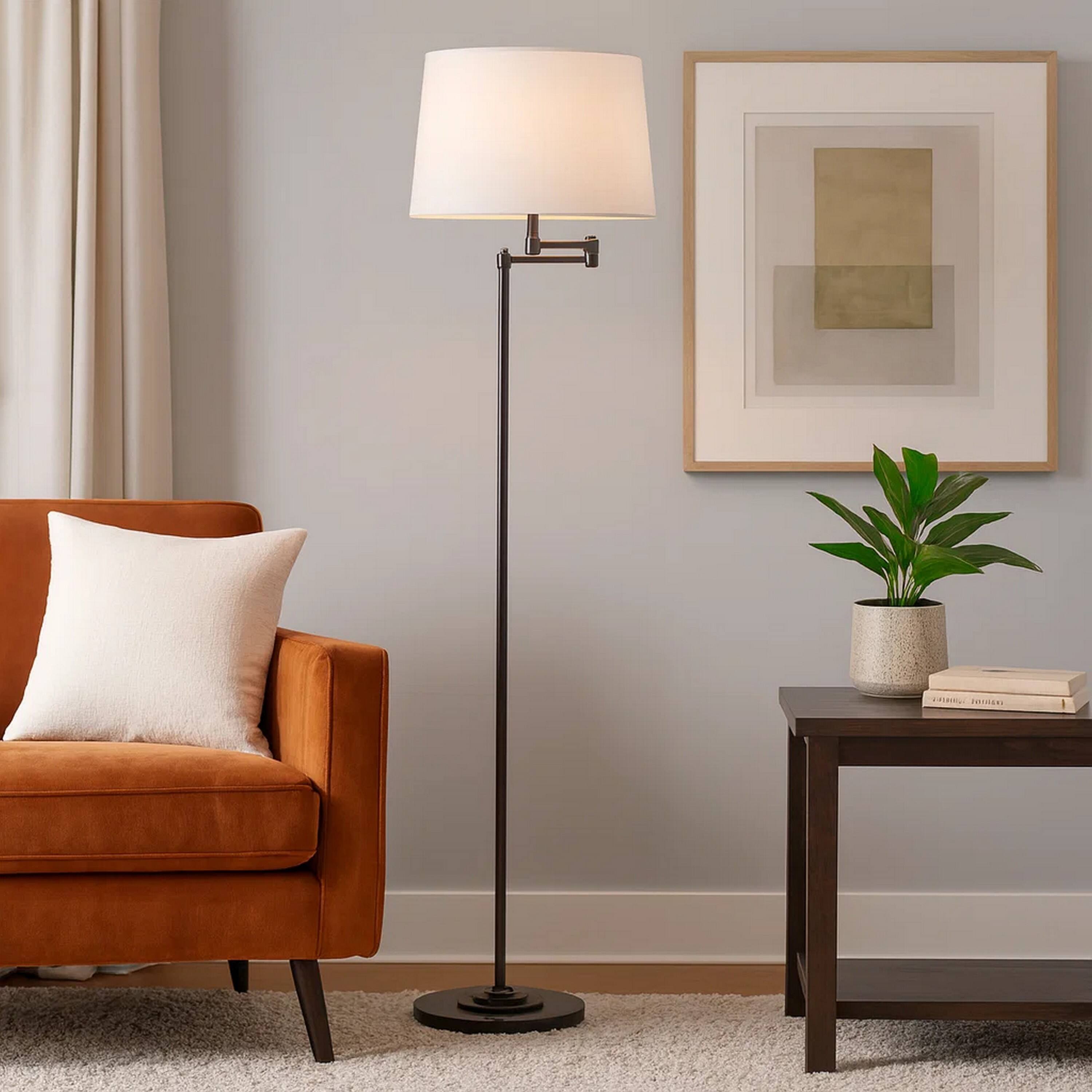 Alt View 3. Manhattan Lane - Tomi 63 Inch Floor Lamp, Double Swing Arm, Metal, Shade.