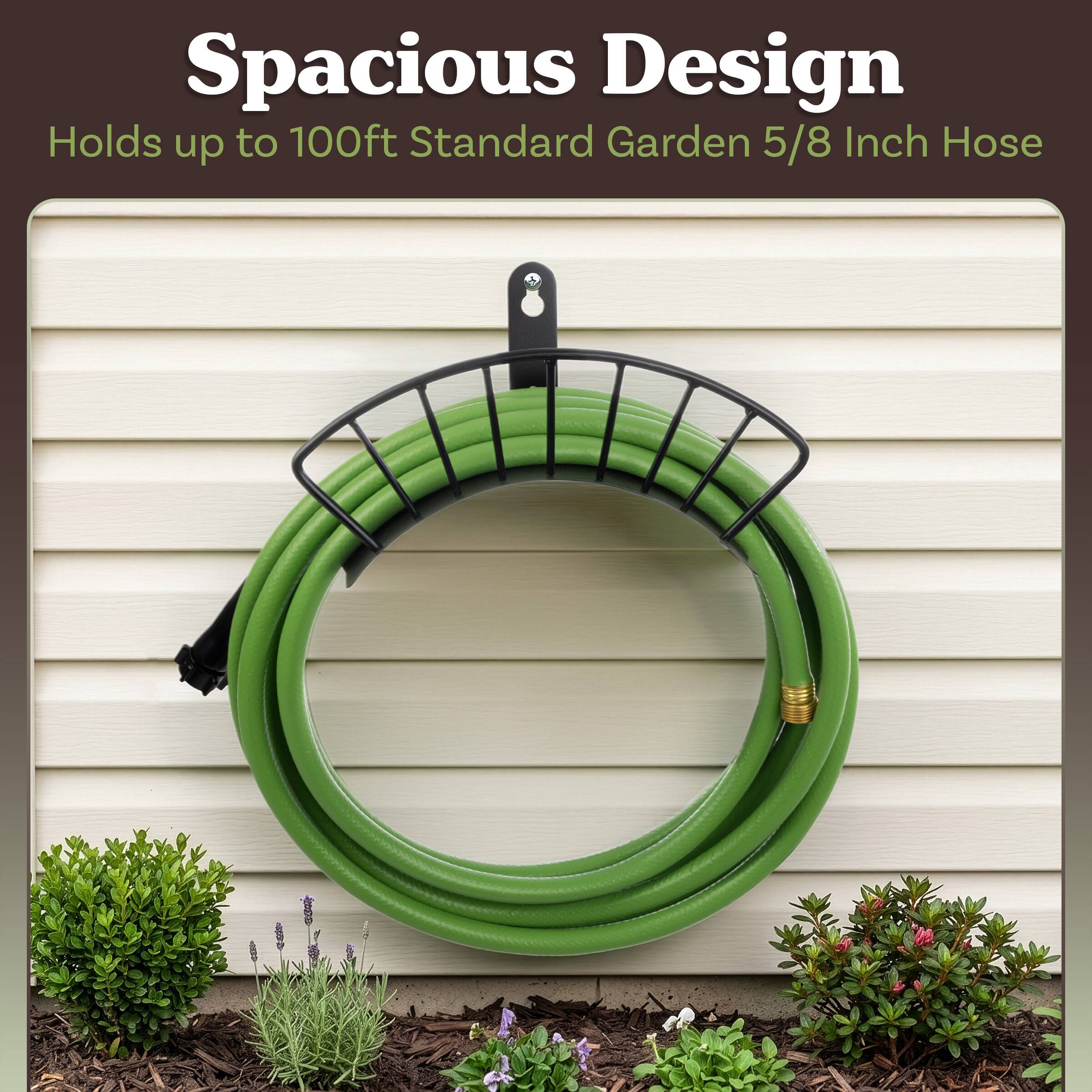 Spacious Design  
Holds up to 100ft Standard Garden 5/8 Inch Hose