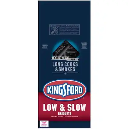 SWARRING CARBON MONOXIDE HAZARD
off his
OF
EXCELLENT FOR LONG COOKS & SMOKES
KINGSFORD LOW & SLOW BRIQUETS
KMANOMAL BRIDOVING CARBN
FPO HEREAL