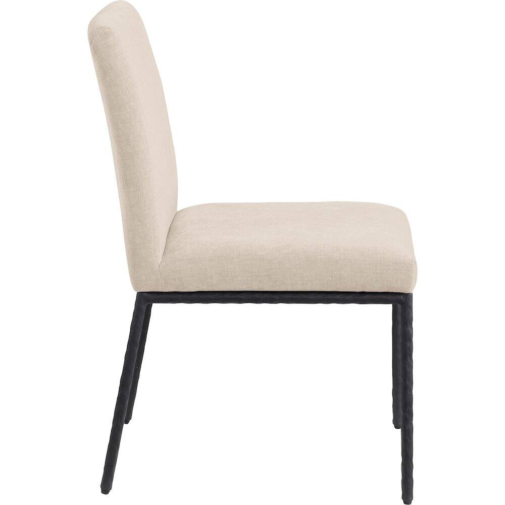 Alt View 3. Meridian Furniture - Reeves Beige Chenille Fabric Upholstered Dining Side Chair, Set of 2 - Black.
