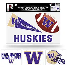 Rico Industries - Washington Huskies Set of 6 Removable Wall Decal Stickers - Multi