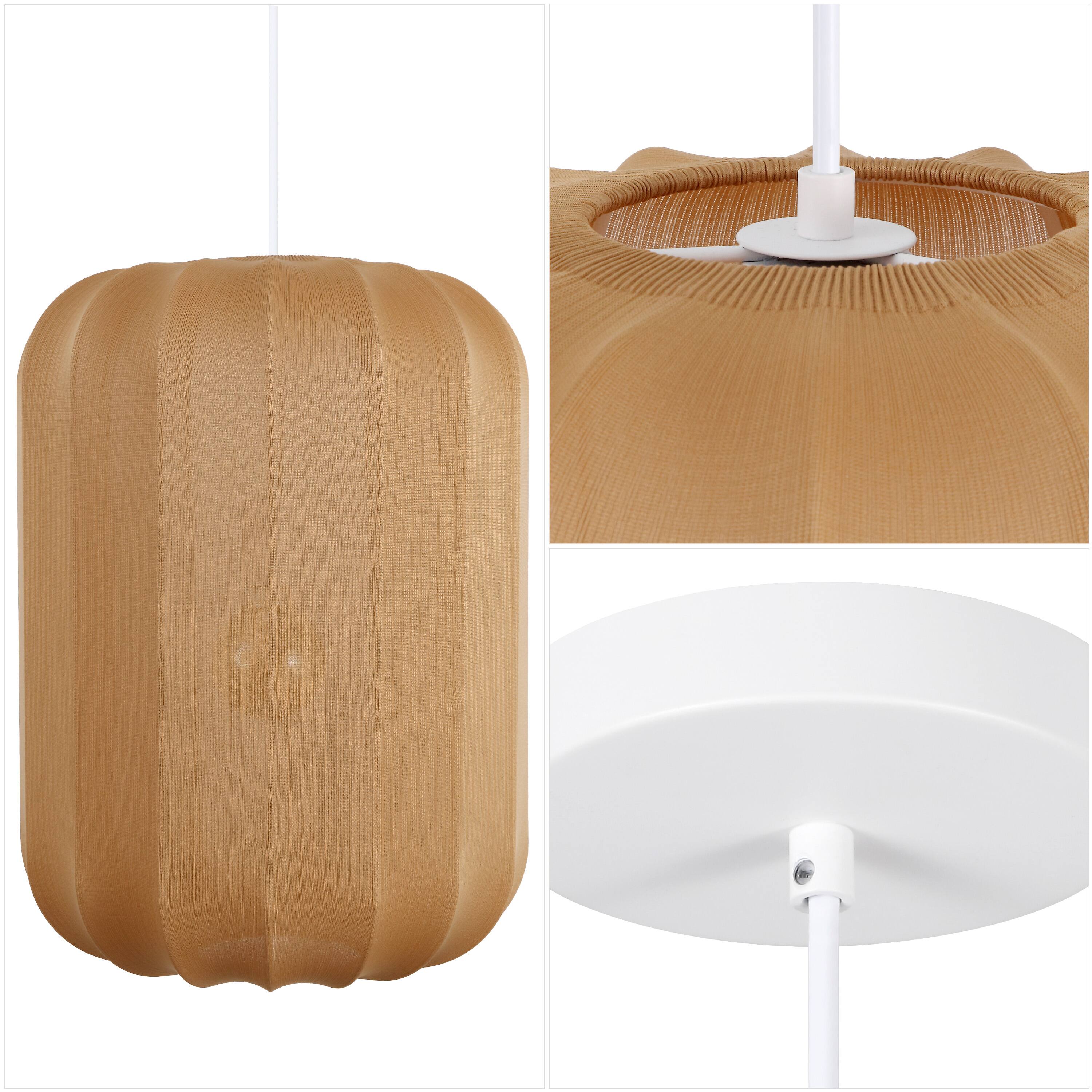 Alt View 4. Jonathan Y - Aurelia 13.75" 1-Light Scandinavian Japandi Adjustable Lantern Metal with Ribbed Cocoon Capsule Shade LED Pendant, Tan - Tan.