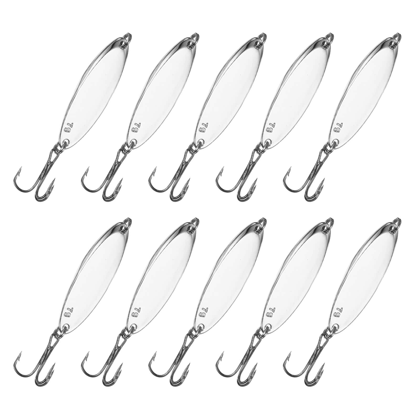 Unique Bargains - Fishing Spoons Lures, Metal Saltwater Treble Trout Lures Jigging Spoon Casting Spinner Baits 10pcs 1/4 oz - Silver price history on PriceWatchPro
