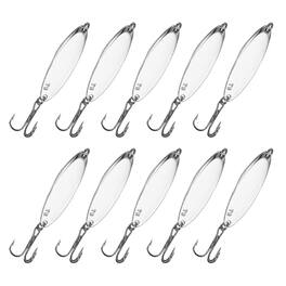 Unique Bargains - Fishing Spoons Lures, Metal Saltwater Treble Trout Lures Jigging Spoon Casting Spinner Baits 10pcs 1/4 oz - Silver