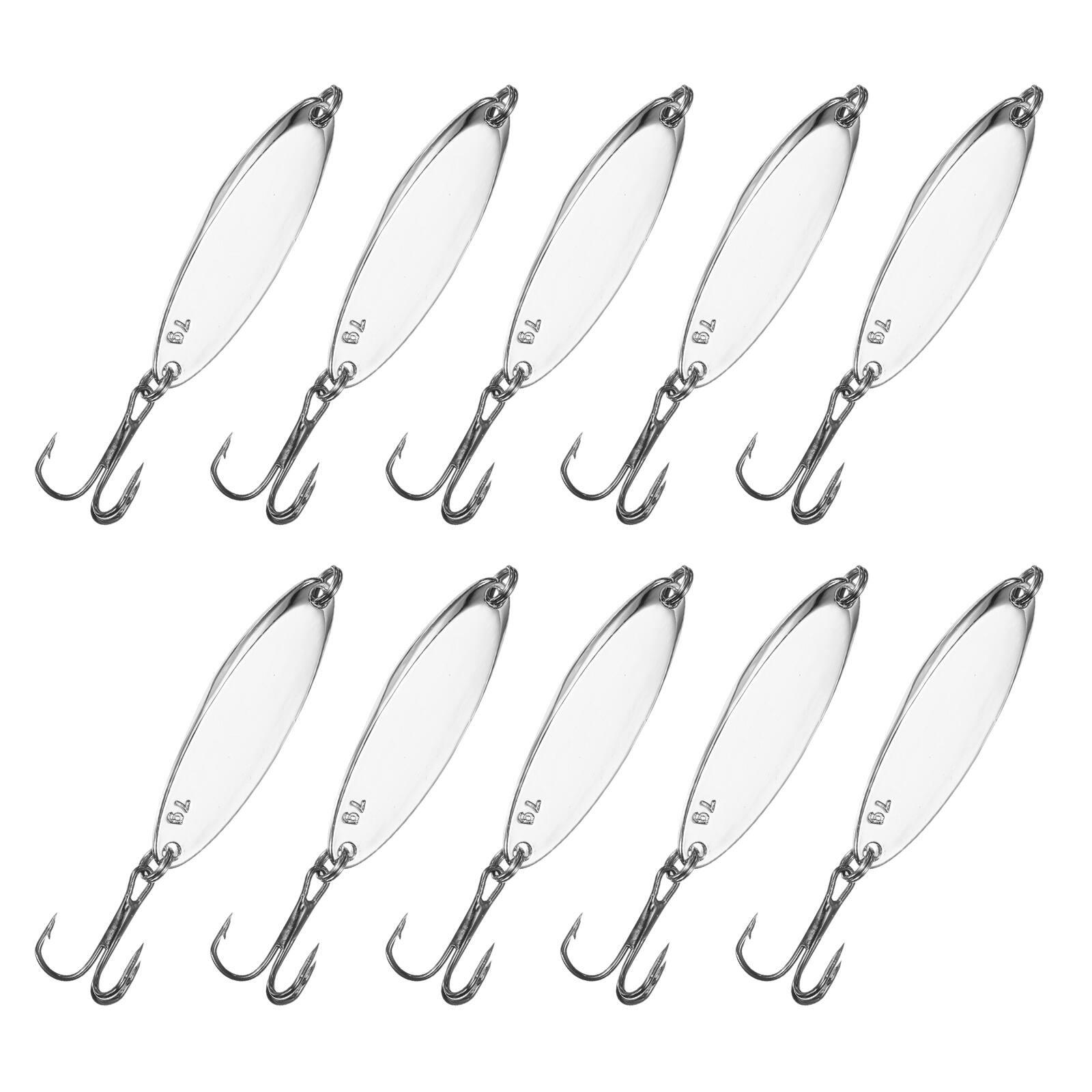 Front. Unique Bargains - Fishing Spoons Lures, Metal Saltwater Treble Trout Lures Jigging Spoon Casting Spinner Baits 10pcs 1/4 oz - Silver.