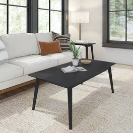 Plank+Beam - Mid-Century Modern Rectangular Coffee Table (48in x 24in / 1220mm x 610mm) - Black