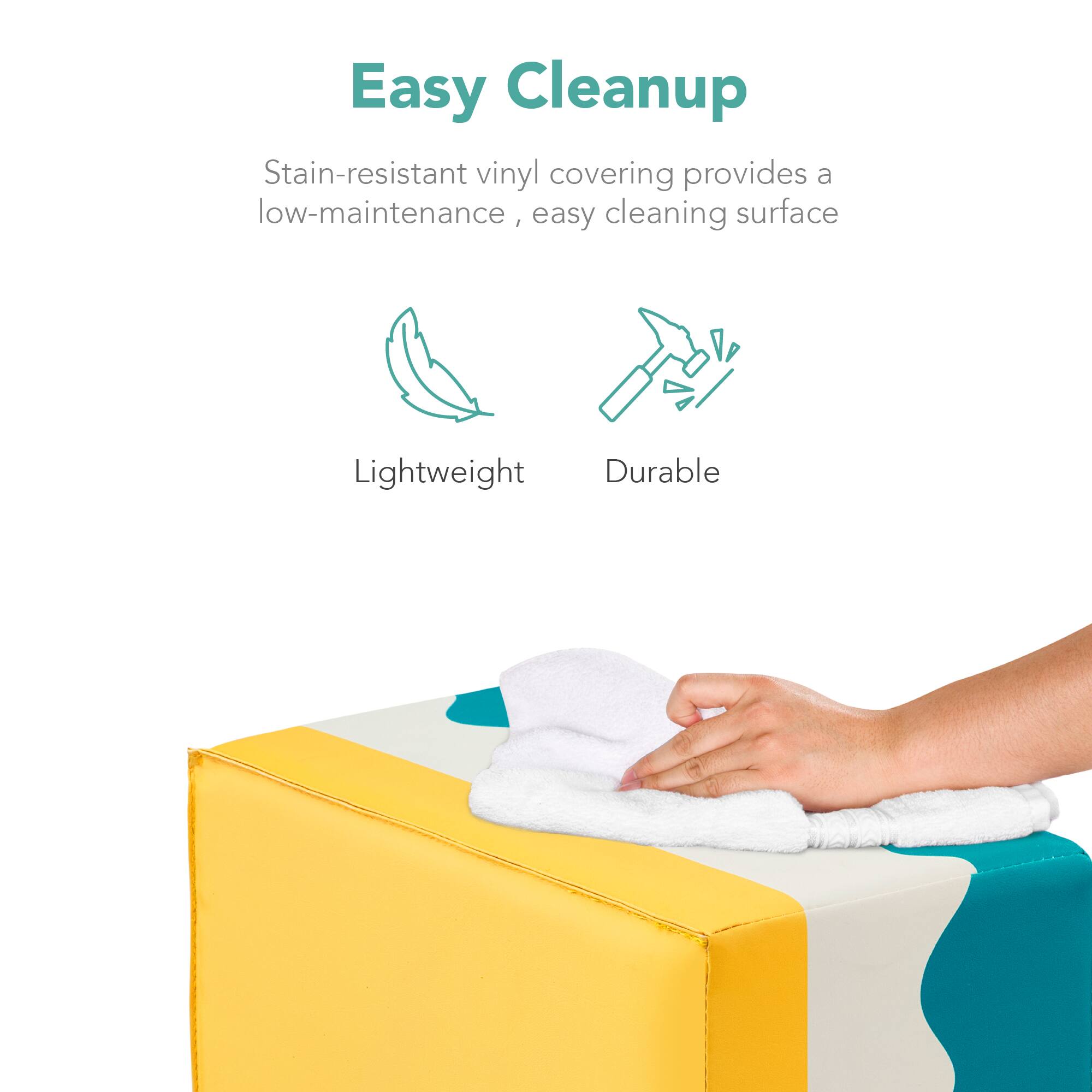 Easy Cleanup

Stain-resistant vinyl covering provides a low-maintenance, easy cleaning surface

Lightweight
Durable