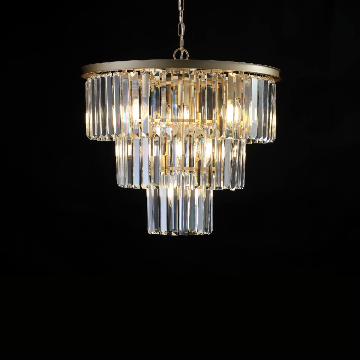 Alt View 6. Loheer - Loheer 20 inch Crystal Chandelier, Seven Light Gold Frame Pendant for Living Room or Dining Room.