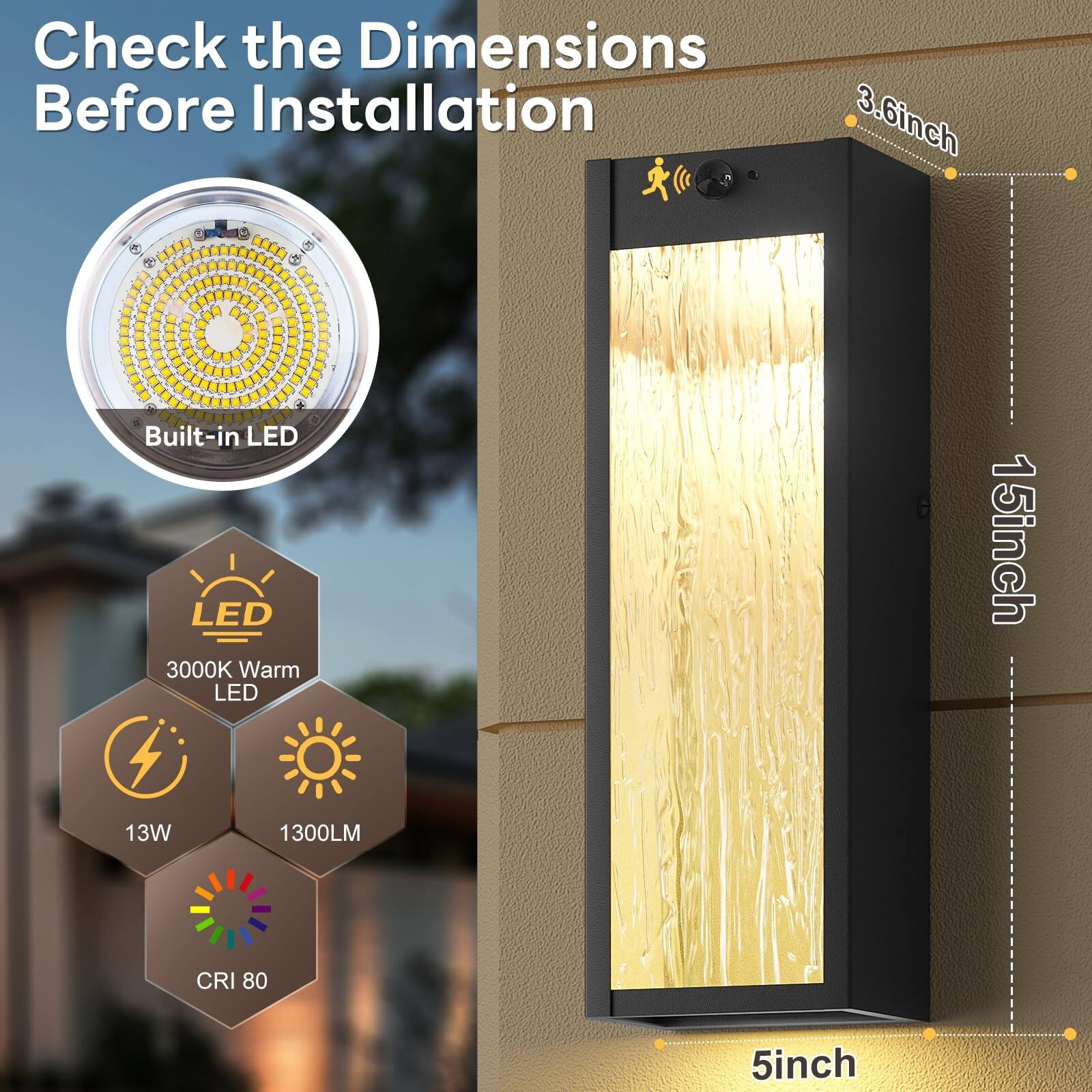 Check the Dimensions Before Installation

Built-in LED

LED
3000K Warm LED
13W
1300LM
CRI 80

3.6inch
15inch
5inch