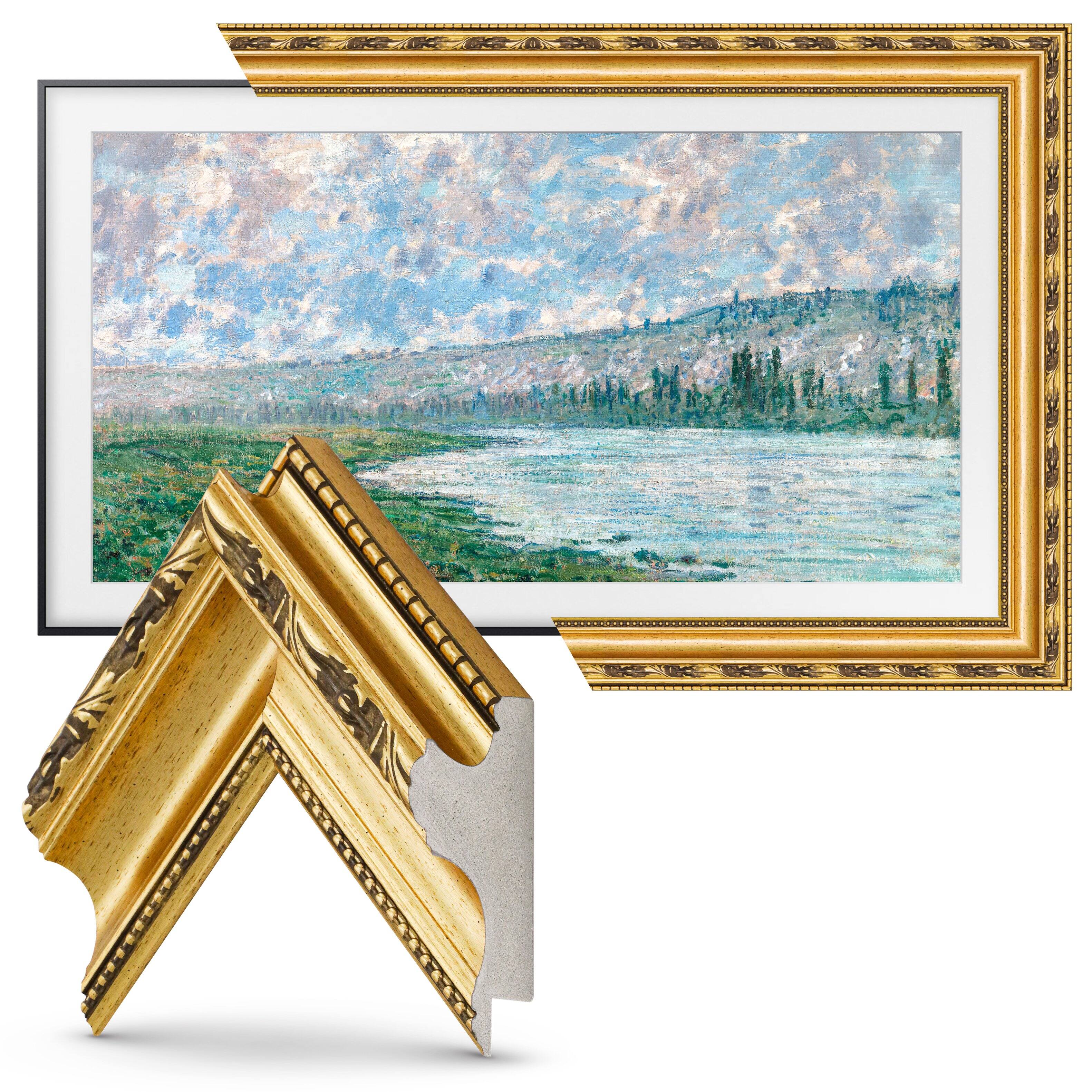 Left. Deco TV Frames - Premiere Bezel for Samsung the Frame TV - 32" - Ornate Gold.
