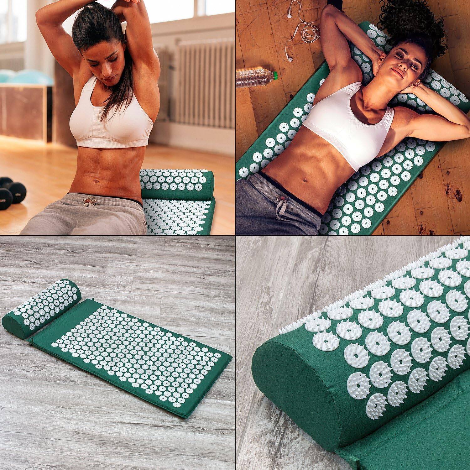 Left. Sorbus - Sorbus Deluxe Acupressure Mat Pillow Set - Green - Green.