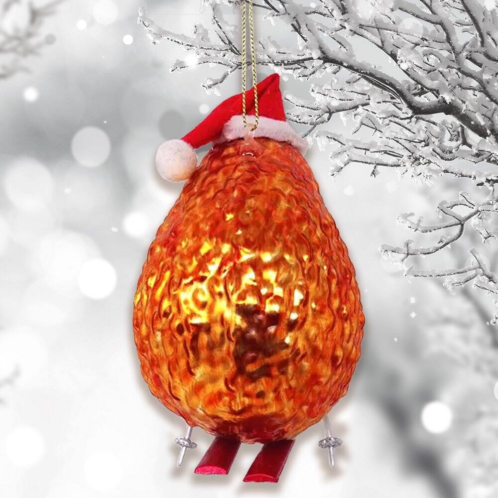 Back. OrnamentallyYou - Skiing Hedgehog Christmas Glass Ornament - Multi-colored.