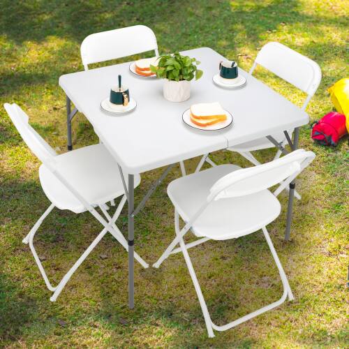 Alt View 8. Winado - 34in Foldable Square Table, Commercial Portable Plastic Dining Table for Kitchen Indoor Outdoor Party Wedding Event - White.