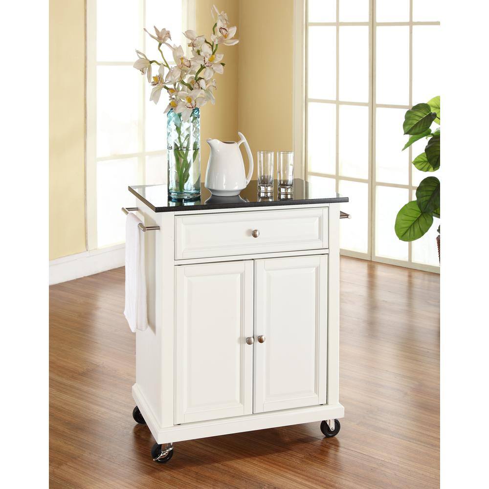 Angle. Crosley Furniture - Compact Granite Top Kitchen Cart - White.