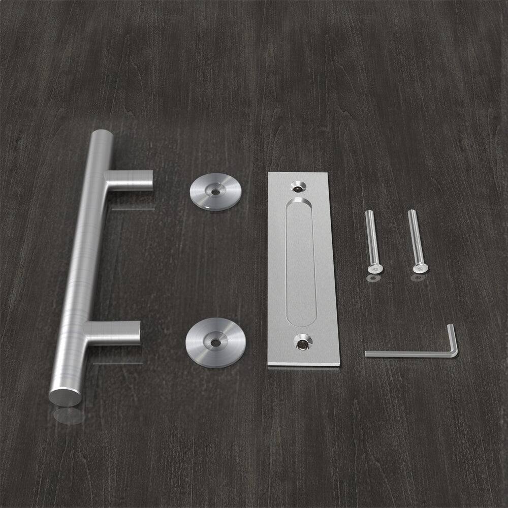 Alt View 5. Boyel Living - 12 in. Stainless Steel Ladder Pull and Flush Sliding Barn Door Handle Set - Stainless Steel.