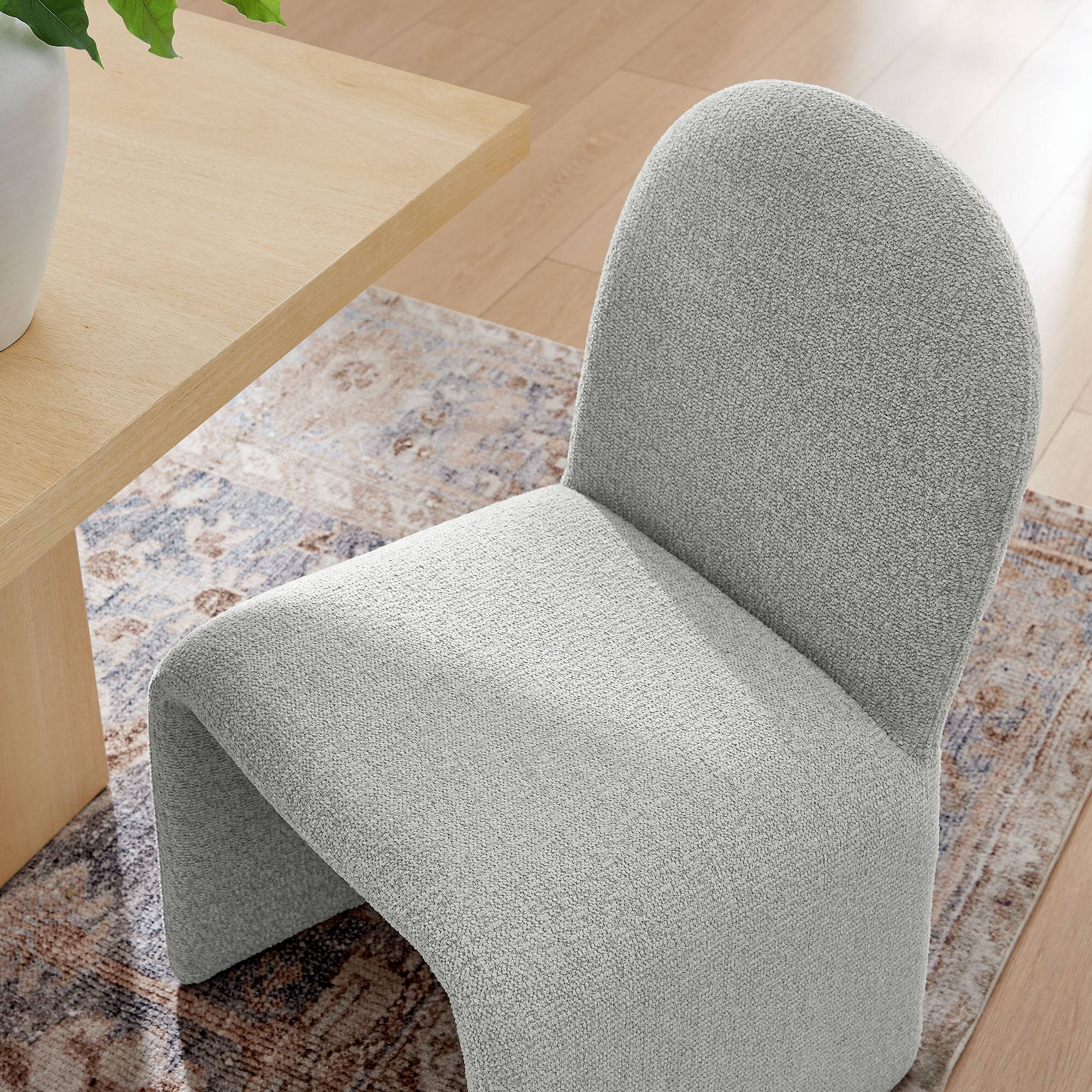 Alt View 6. Modway - Junia Boucle Upholstered Arch Armless Dining Chair by Modway - Gray.