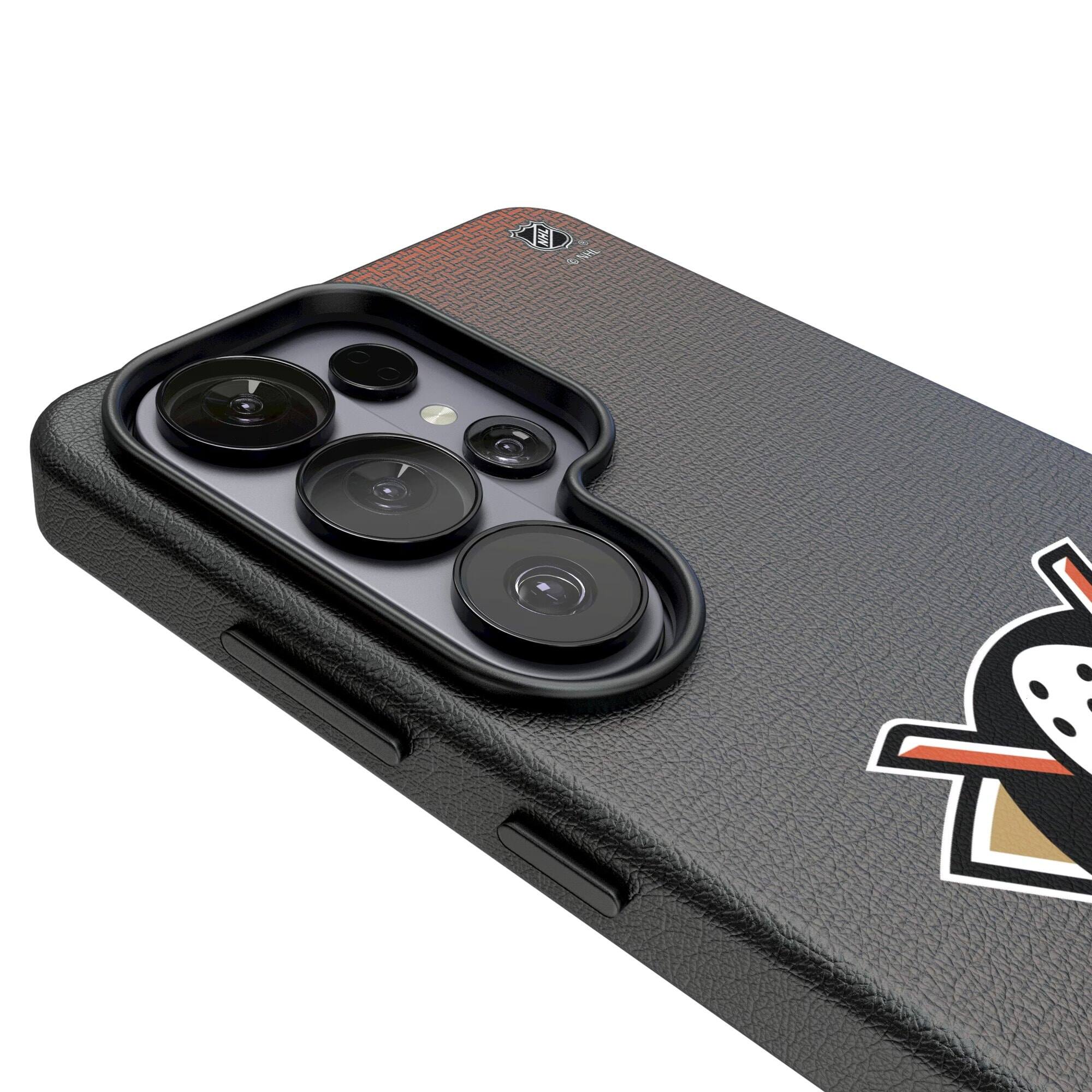 Alt View 2. Keyscaper - Anaheim Ducks Linen Galaxy Magnetic Bump Case - S24 - Black.
