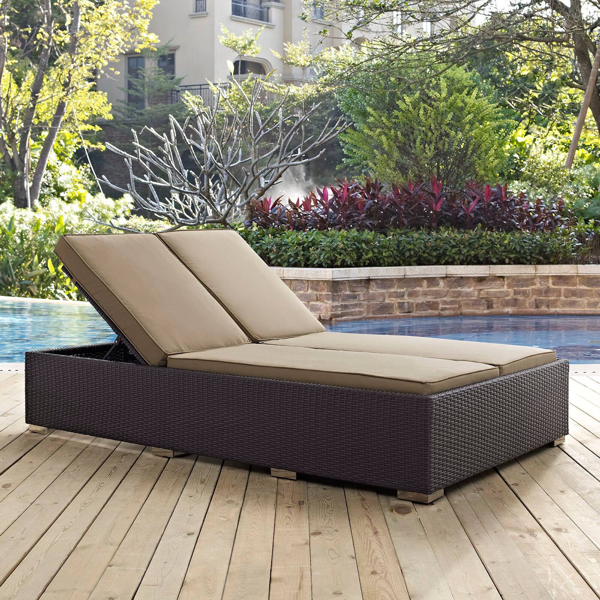 Left. Modway - Convene Double Outdoor Patio Chaise by Modway - Espresso Mocha.
