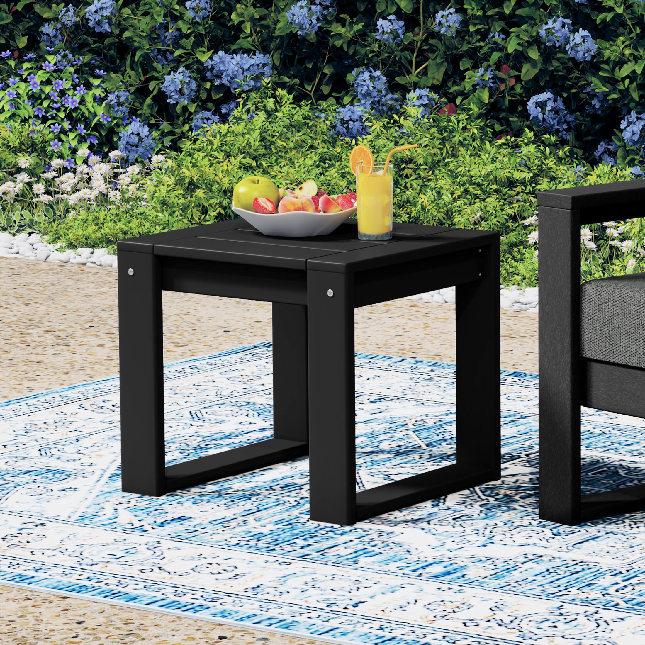 Angle. WestinTrends - WestinTrends Montara Modern Outdoor HDPE Rectangle Patio Side Table - Black.