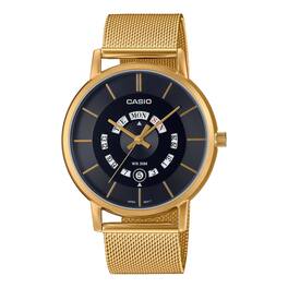 Casio - Men’s Mesh Band Watch with Black Dial - MTP-B135MG-1AVDF - Gold